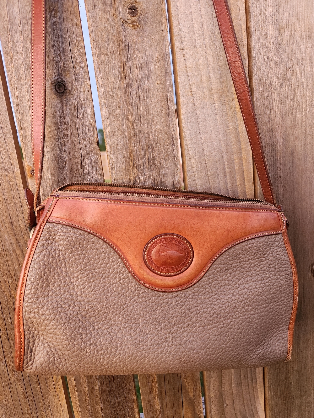 AWL Dooney & Burke in Brown and Tan - Classic Shoulder Bag - Picture 2 of 8